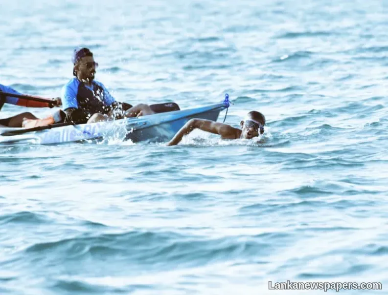 LNP - SLAF swimmer sets new Asian record swimming across Palk Strait
