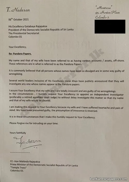 LNP - Pandora Papers; My wife and I are totally innocent - Thirukumar Nadesan