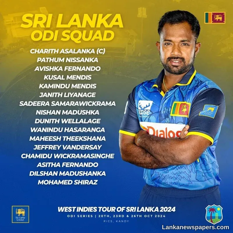LNP - Sri Lanka ODI squad named for West Indies series