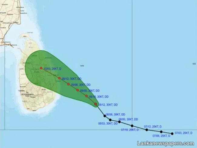 Deep depression in Bay of Bengal moves closer to Sri Lanka