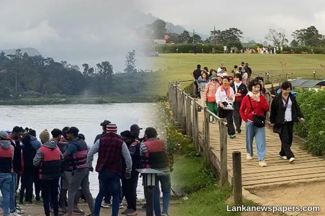 Large number of local and foreign tourists visit Nuwara Eliya amid record low temperatures
