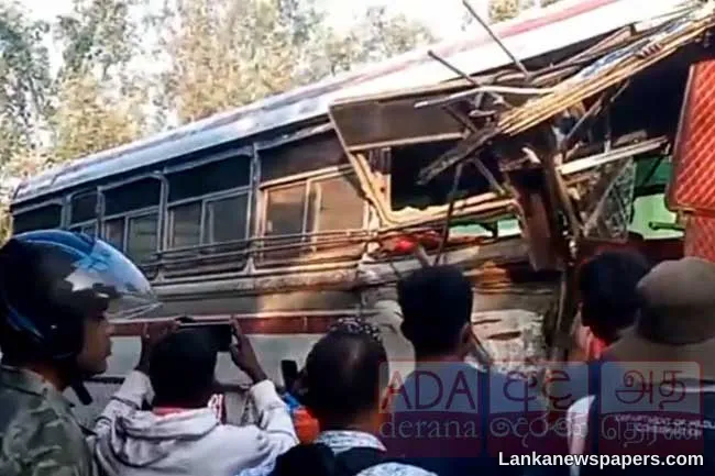At least 10 injured in collision between two buses and tractor in Minneriya