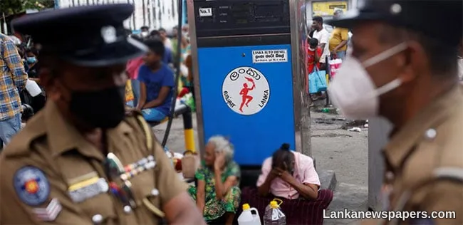 Police officers deployed to control traffic near filling stations