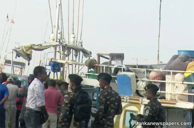 Vessel suspected of carrying narcotics intercepted by Navy brought to Dikkowita Harbour