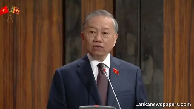 Vietnam President To Lam addresses Sri Lanka s Parliament