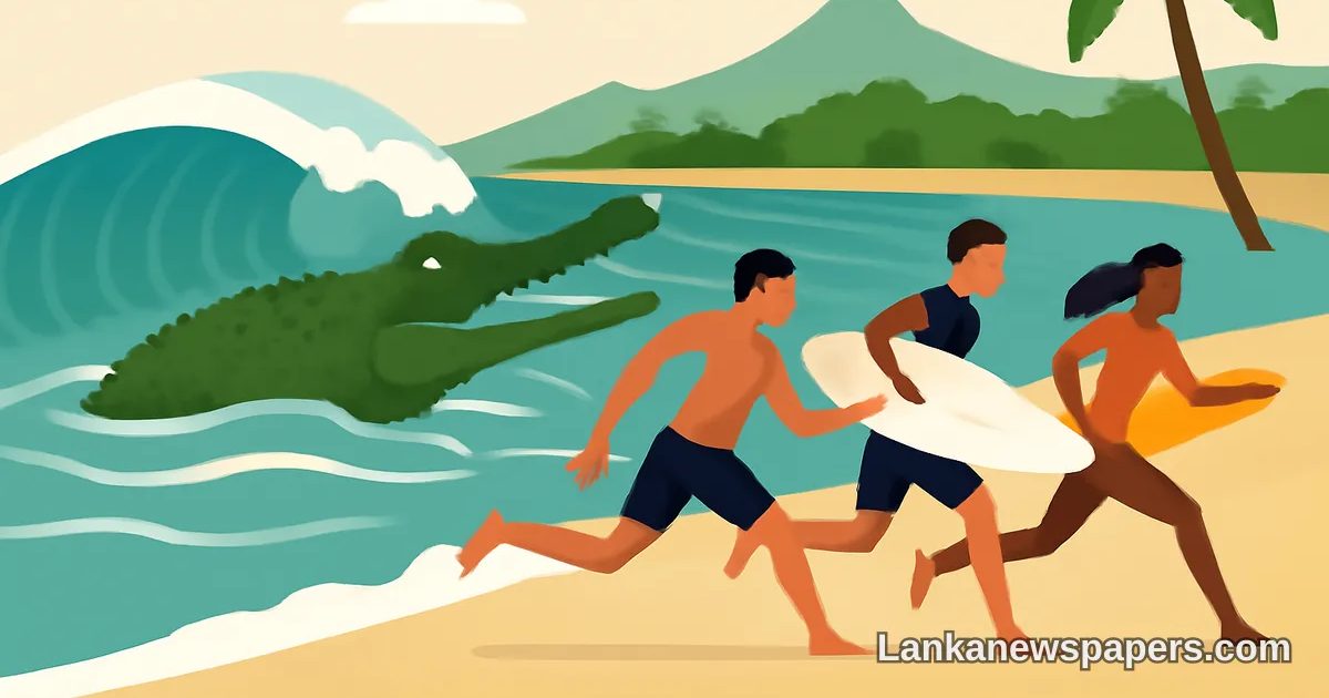 Crocodile Crashes Sri Lanka Surf Spot, Sending Surfers Fleeing in Dramatic Incident
