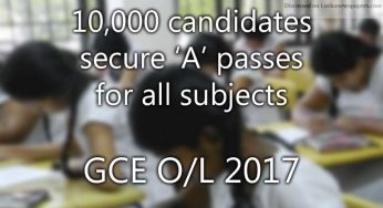 GCE O/L 2017: 10,000 candidates secure ‘A’ passes for all subjects