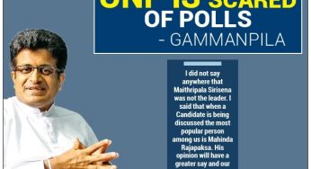 UNP is scared of polls – – Gammanpila