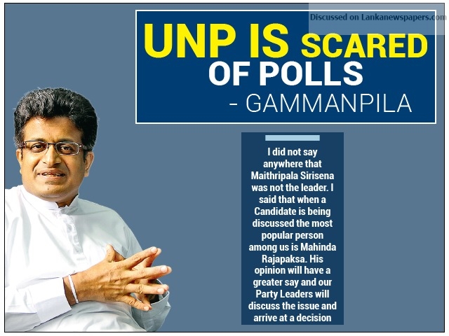 UNP is scared of polls – – Gammanpila