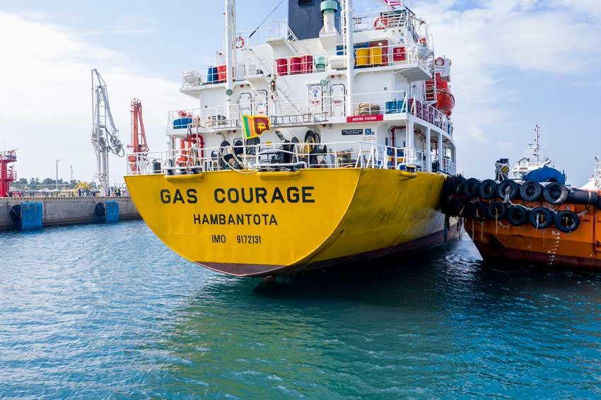 LPG tanker ‘Gas Courage’ docks at Hambantota Port